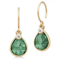 Julie Sandlau Leela örhängen i förgyllt silver grön kristal vit zirkon