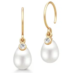 Julie Sandlau June örhängen i förgyllt silver vit zirkon