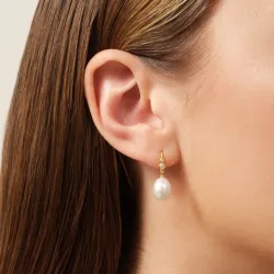 Julie Sandlau Perla örhängen i förgyllt silver vit zirkon