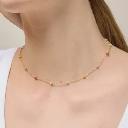 Enamel Lola Bold Rainbow halsband i förgyllt silver multifärgat emalj