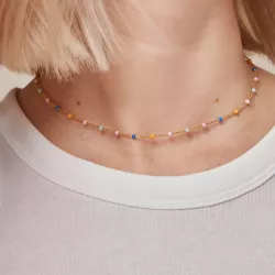 Enamel Lola Lolly halsband i förgyllt silver multifärgat emalj