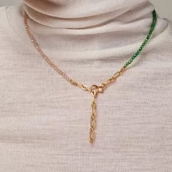 Enamel Gabriella halsband i förgyllt silver grön emalj