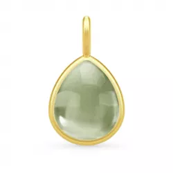 Julie Sandlau grön kristal hängen i förgyllt silver grön kristal