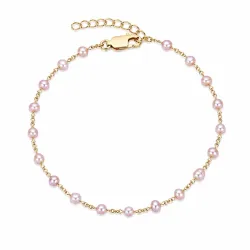 rosa pärla armband i förgyllt silver 17 plus 3 cm x 4-5 mm