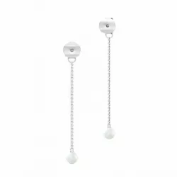 långa Julie Sandlau Perla pärla ploppar i satinrhodinerat sterlingsilver