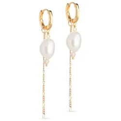 Enamel Adeline pärla kedja örhängen i förgyllt silver