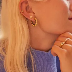 Enamel Enora halvcreol i förgyllt silver blå emalj