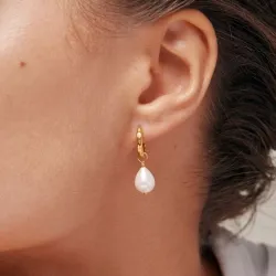 Enamel Significant Pearl  creol i förgyllt silver