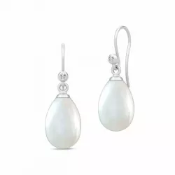 stora Julie Sandlau Perla ovala pärla örhängen i satinrhodinerat sterlingsilver vit zirkon