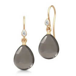 Julie Sandlau Prima Ballerina örhängen i förgyllt silver rökfärgad kristal vit zirkon