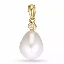 Kollektionsprov ovalt pärla diamantberlocker i 14  carat guld 0,02 ct