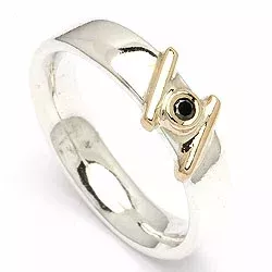 Kollektionsprov sort diamant ring i silver