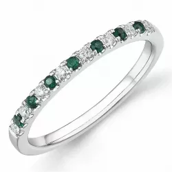 Kollektionsprov smaragd diamantring i 14  karat vitguld 0,15 ct 0,10 ct