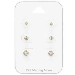 Kollektionsprov zirkon örhängestift i förgyllt silver