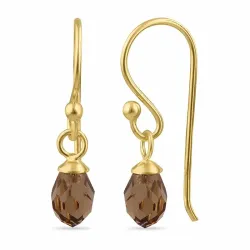 Kollektionsprov brunt glas ear lines i förgyllt silver - Loom Stones