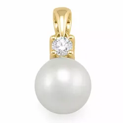 Kollektionsprov pärla diamantberlocker i 14  carat guld 0,10 ct