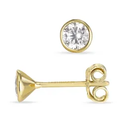 Kollektionsprov örhängestift i 8 karat guld med syntetisk zirkon - Gold Collection