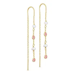 Kollektionsprov rosa zirkon kedja örhängen i förgyllt silver