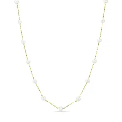 Kollektionsprov pärla halsband i förgyllt stål 41+5 cm x 4,2 mm  - OCEANA