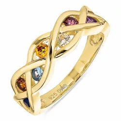 Kollektionsprov multifärgat zirkon ring i förgyllt silver