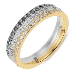 Kollektionsprov tre i en ring i silver med oxiderat sterlingsilver med förgyllt silver