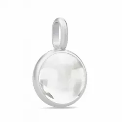 Julie Sandlau runt vit kristal hängen i satinrhodinerat sterlingsilver vit kristal