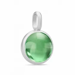 Julie Sandlau Prime runt grön kristal hängen i satinrhodinerat sterlingsilver grön kristal