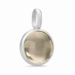 Julie Sandlau Prime runt rökfärgad kristal hängen i satinrhodinerat sterlingsilver rökfärgad kristal