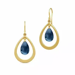 Julie Sandlau Prime droplet örhängen i förgyllt silver blå kristal