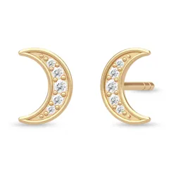 Julie Sandlau Moon Balance örhängestift i förgyllt silver vit zirkon